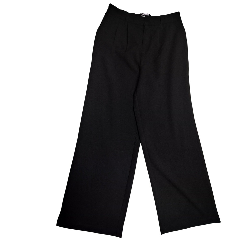 SO‎ Dress Pants NWT Womens L Black Wide Leg Pleated Elastic Waist Pull On